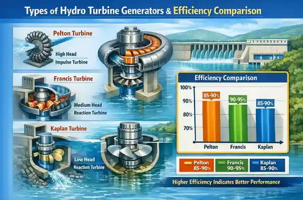 Types of Hydro Turbine Generators & Efficiency Comparison Thumbnail
